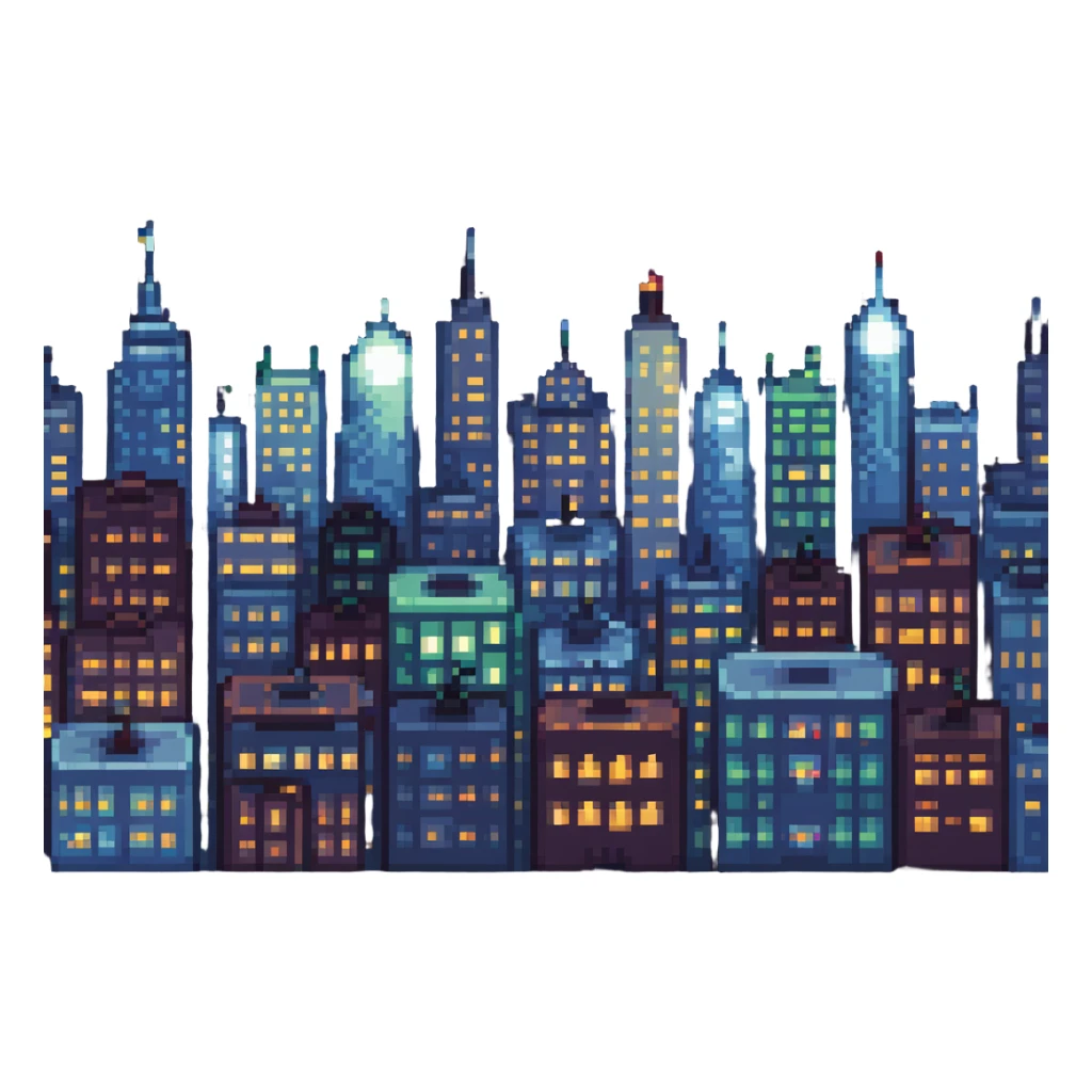 night cityscape with lights sticker
