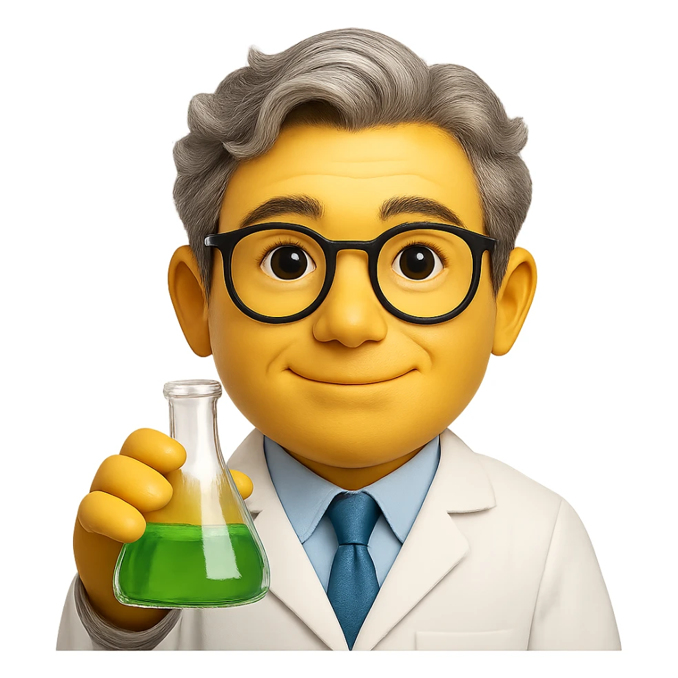 photorealistic scientist, emoji style sticker