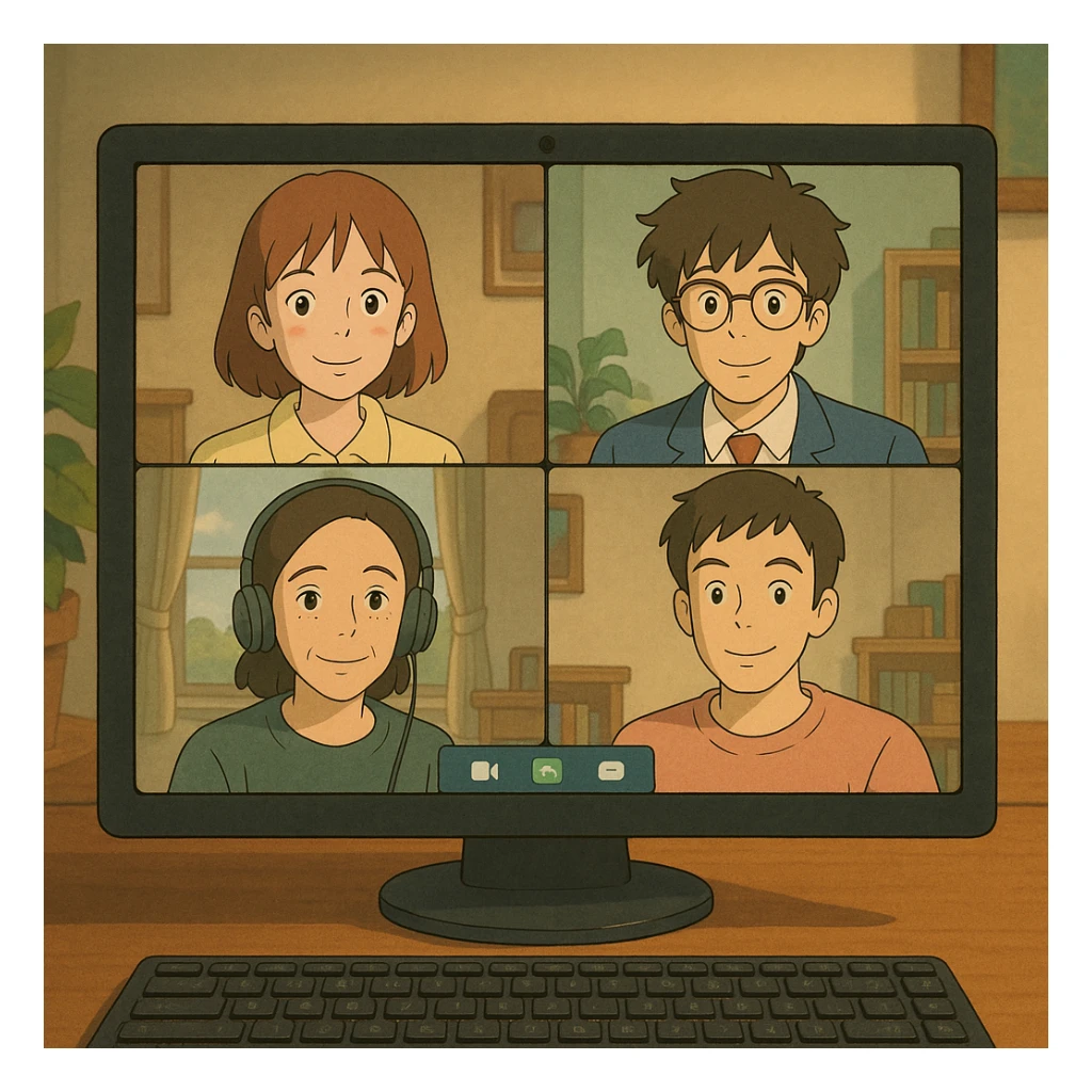 virtual zoom meeting video conference on a computer screen sticker