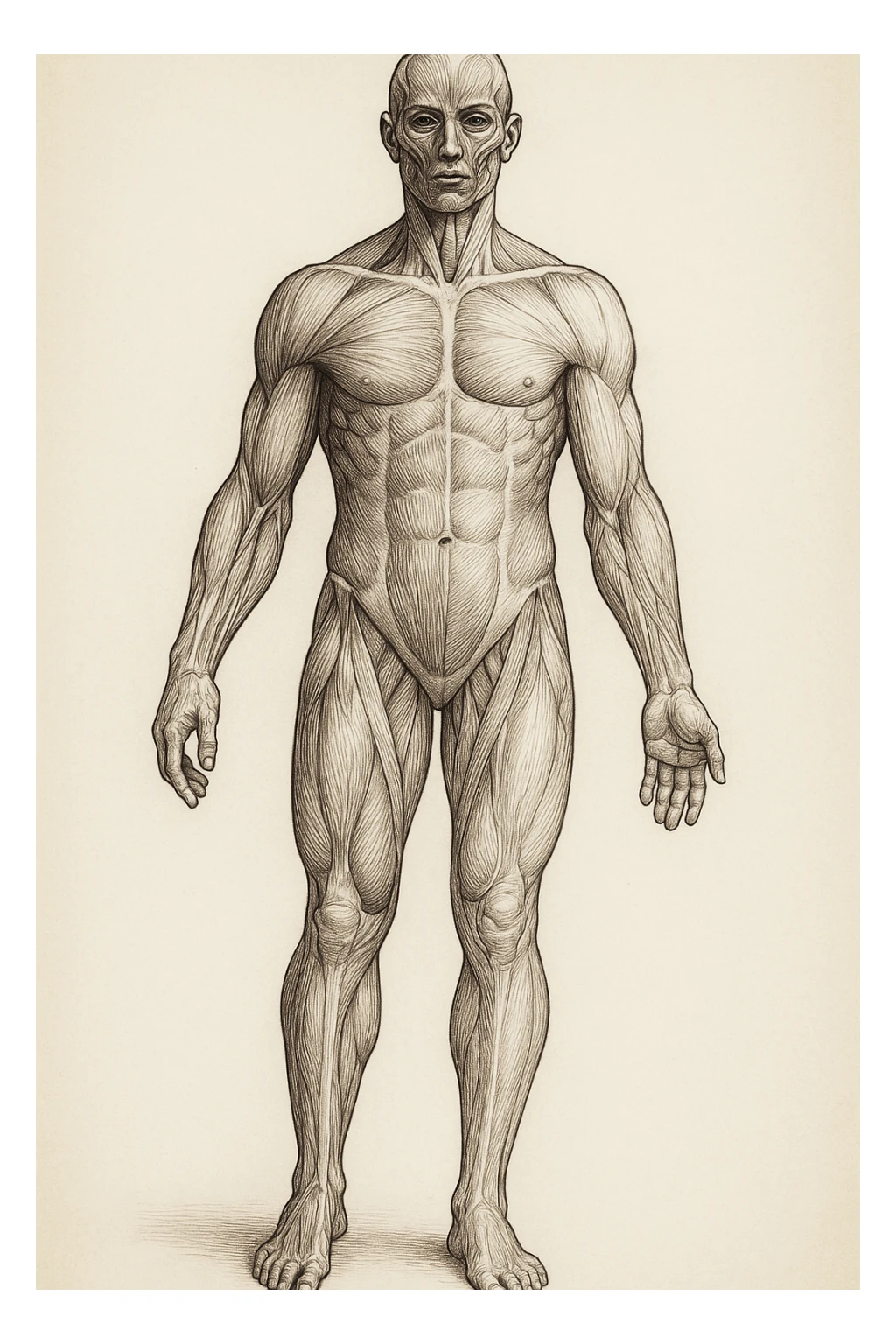 Anatomical style illustration showing a human body with muscles less developed on one side due to asymmetries, highlighting the muscular difference between the two sides, variant 2. sticker