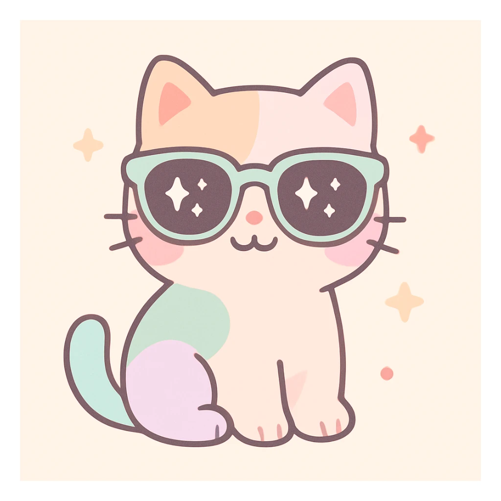 cute and cheerful cat wearing sunglasses sticker