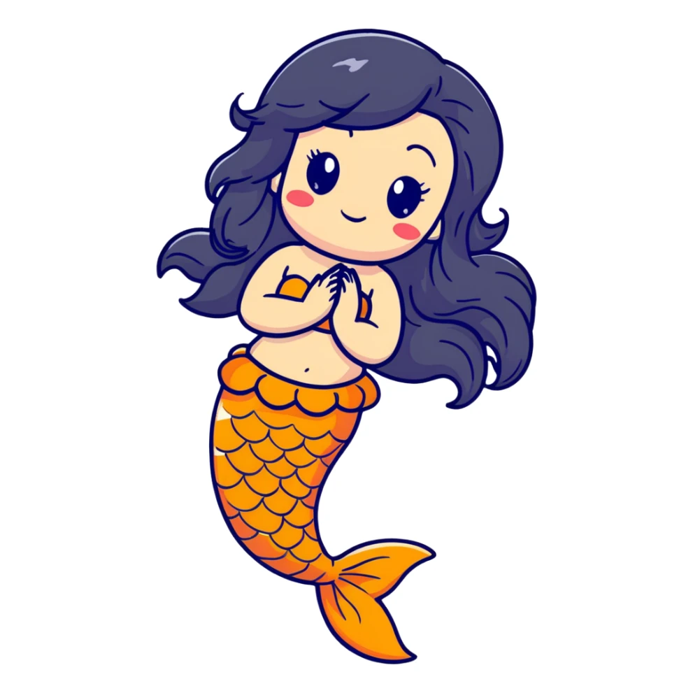 koi mermaid with tanned skin and long black hair sticker