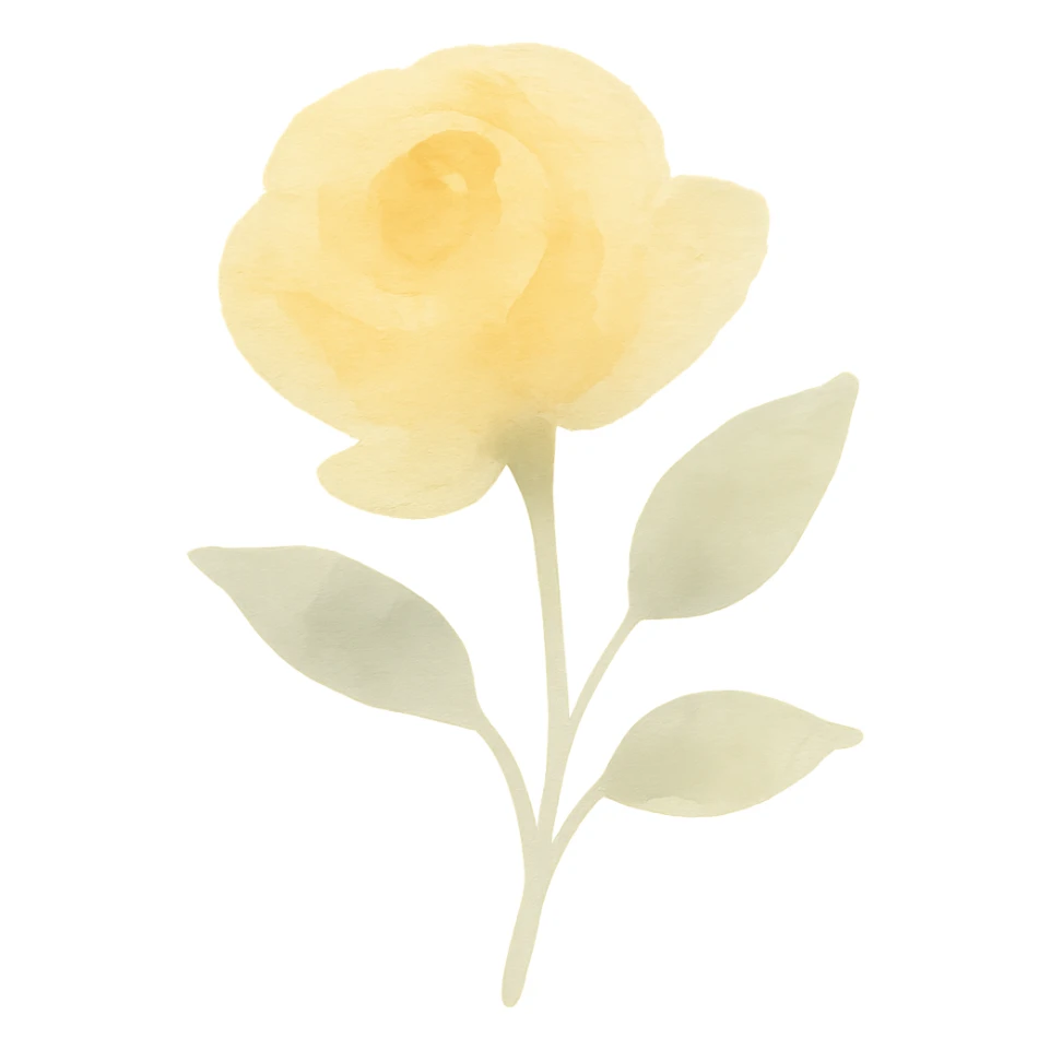 a single yellow rose, watercolor illustration sticker