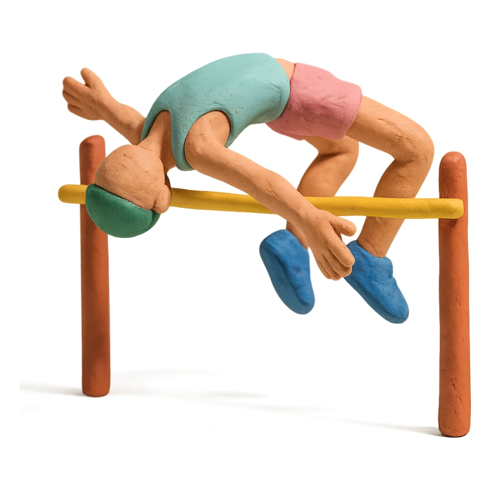 claymation style high jump athlete, pastel colors sticker