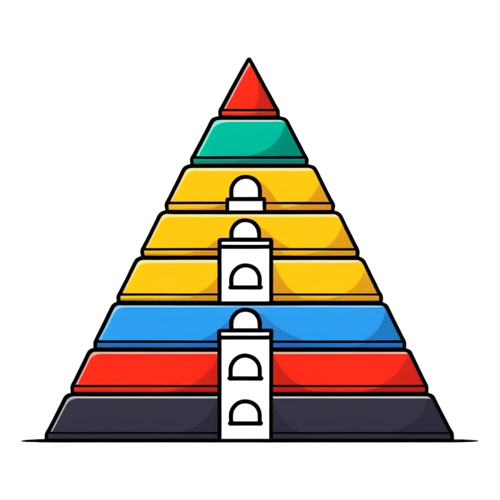 A cheerful pyramid of rainbow colored building blocks with cute faces sticker