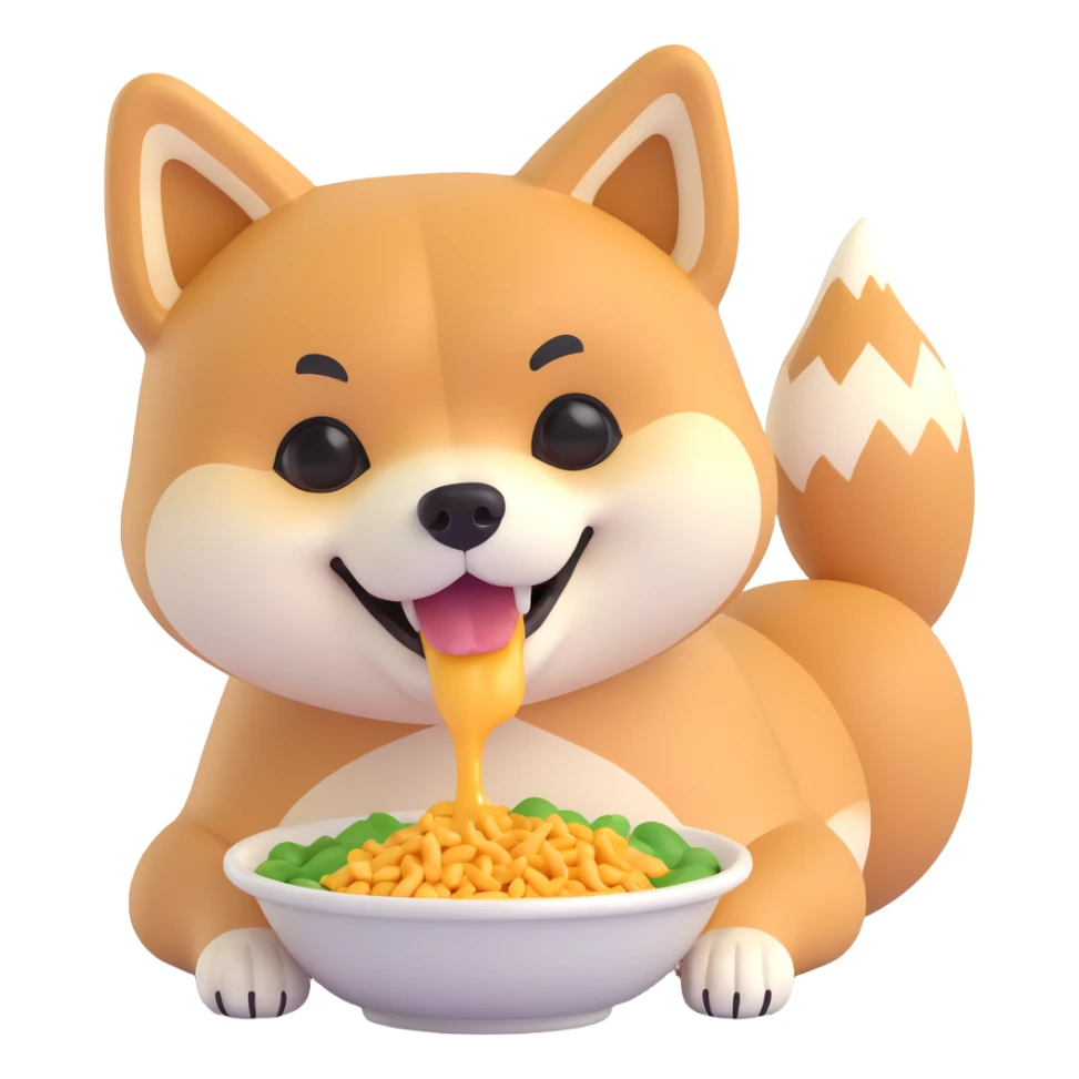shiba inu, eating sticker