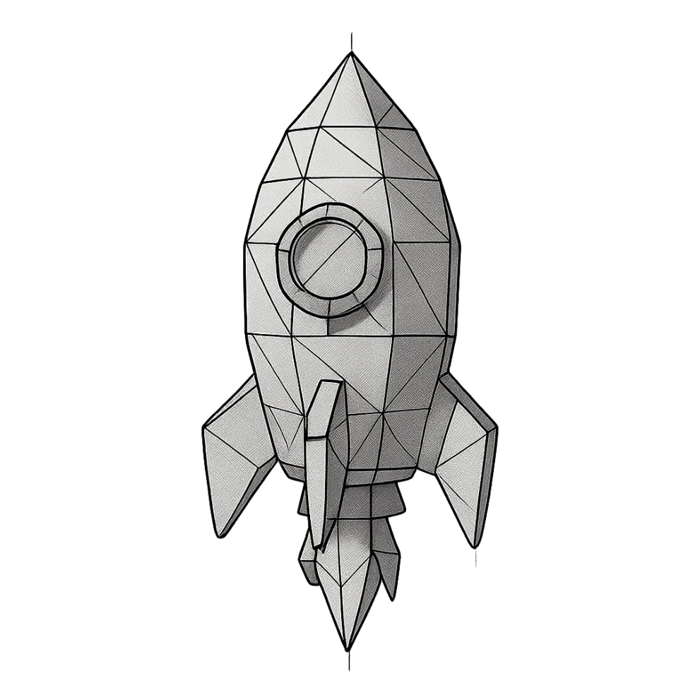 a rocket ship in low poly wireframe style sticker