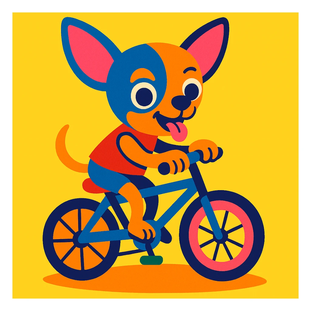a chihuahua riding a bicycle, vibrant and playful sticker