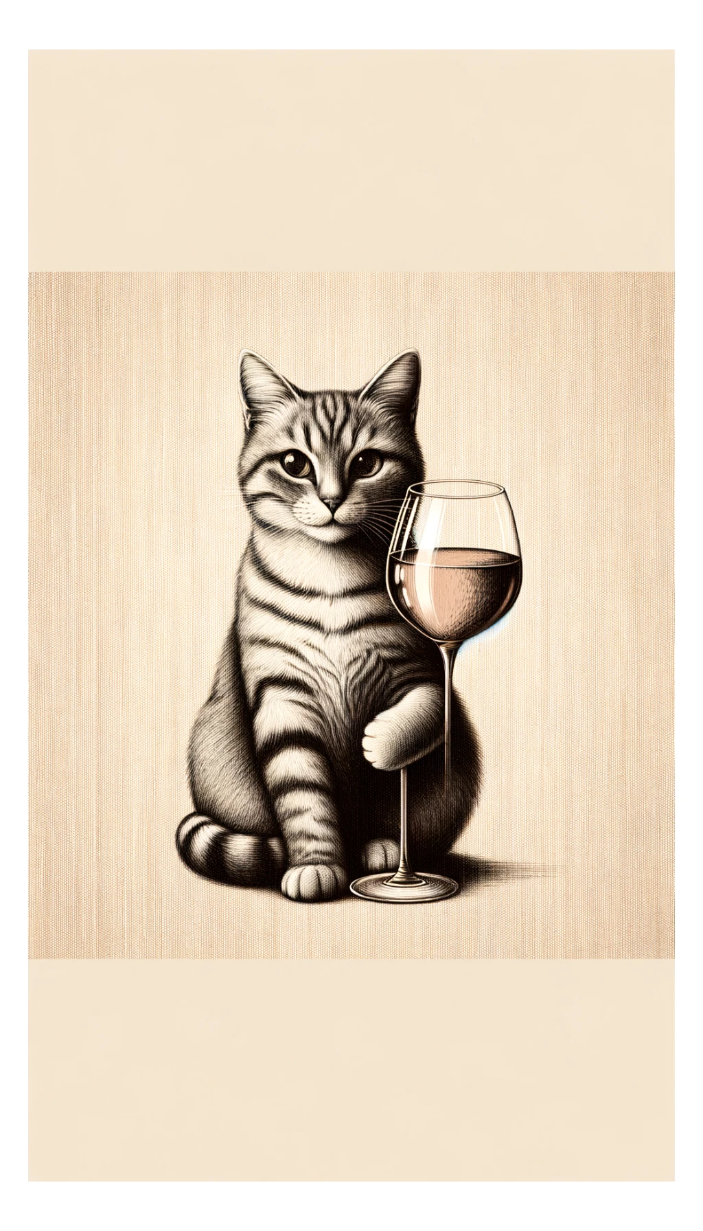 кот с бокалом вина в лапе в нарисованном стиле с нейтральным фоном sticker