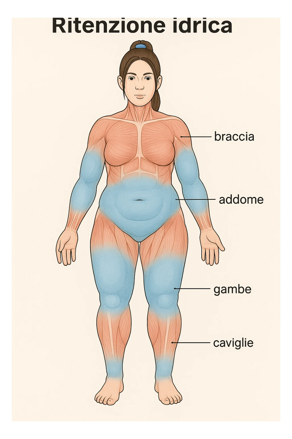 Donna anatomicamente con ritenzione idrica in italiano sticker