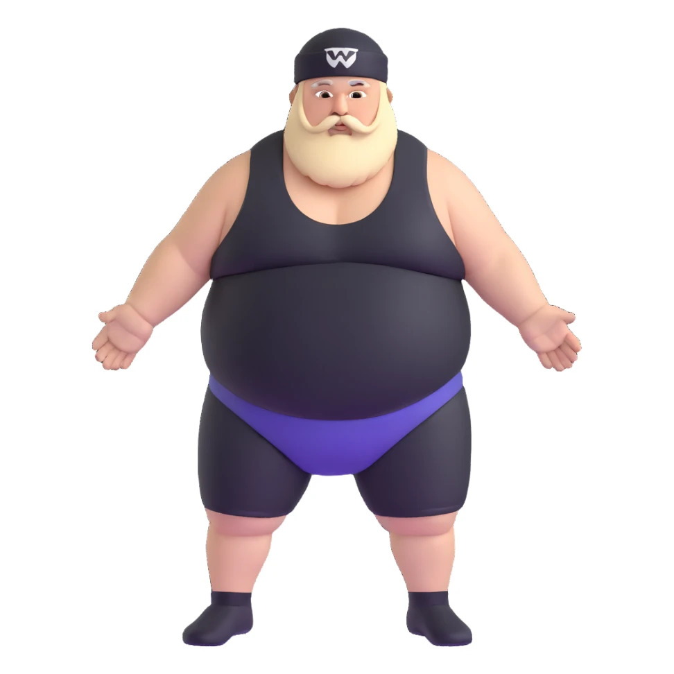 White skin fat guy with black durag, beard and mustache in wrestling singlet sticker