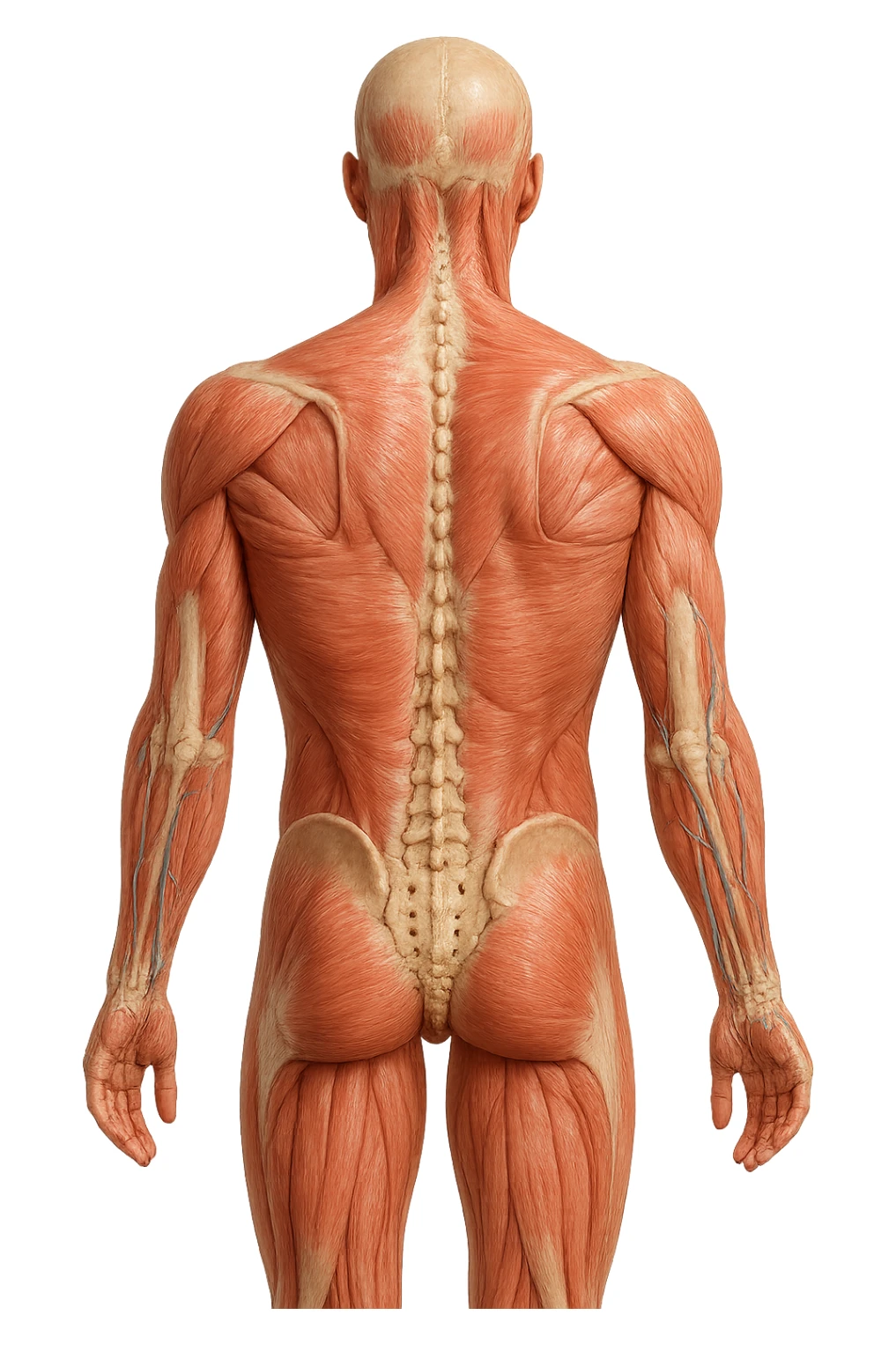 corpo umano anatomico con schiena piatta, iperrealistico 4k sticker