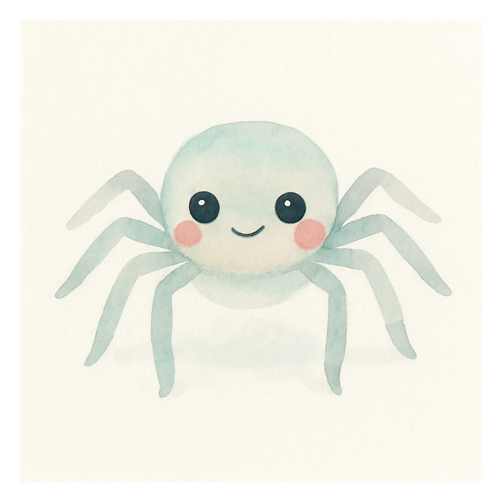 cute spider, watercolor art style, soft and delicate colors sticker