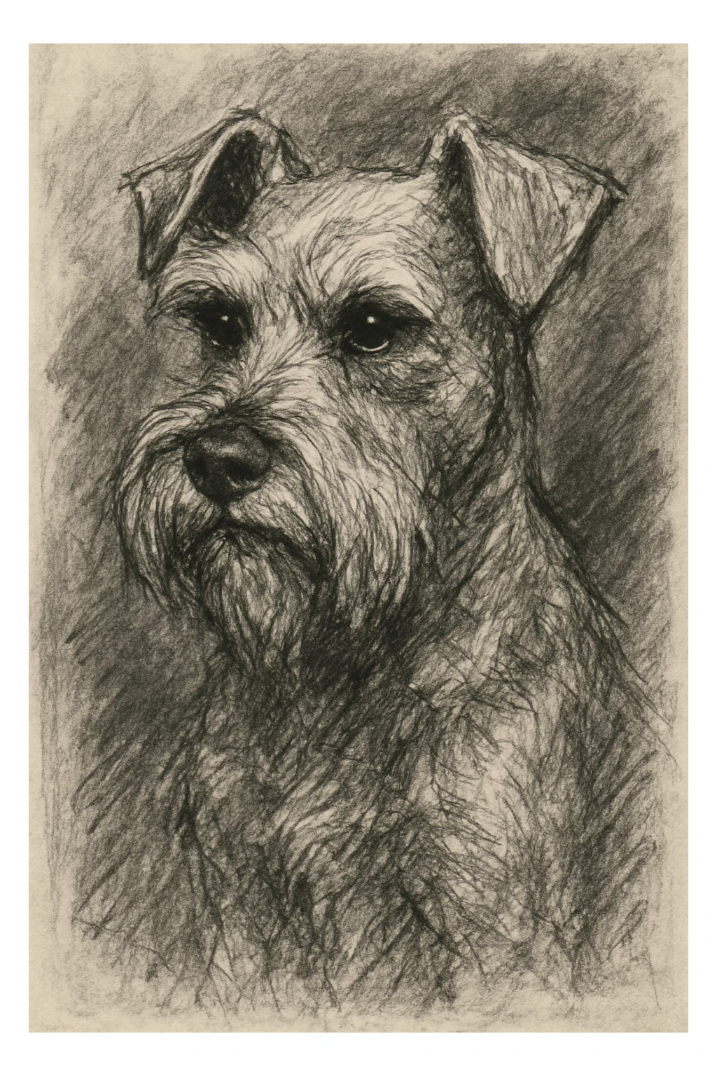 hand-drawn sketch of white schnauzer dog with detailed fur sticker