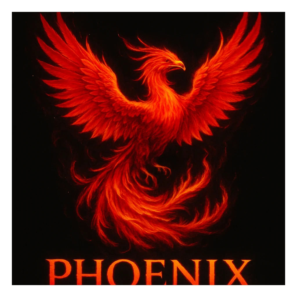 make image of phoenix with title, black background sticker