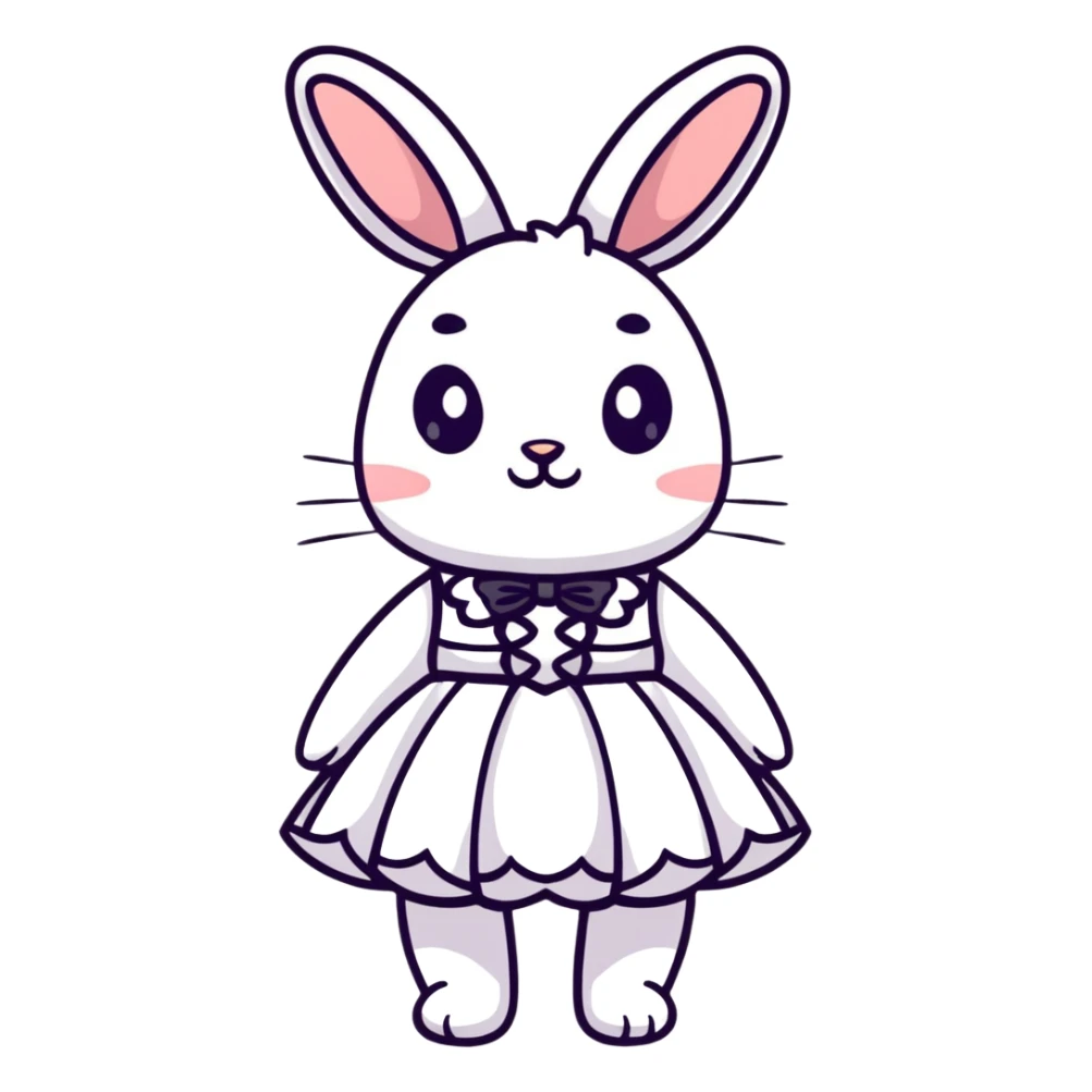 cute bunny in fancy evening dress or gown sticker