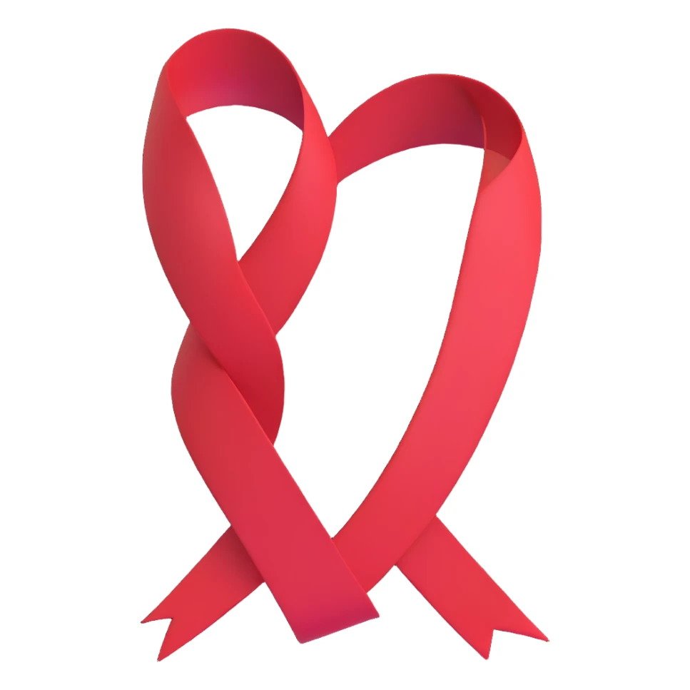 red ribbon, 3D emoji style sticker