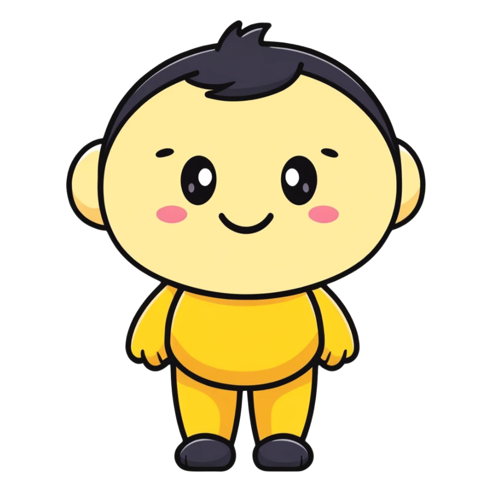 simple embarrassed white smiley with black hair sticker