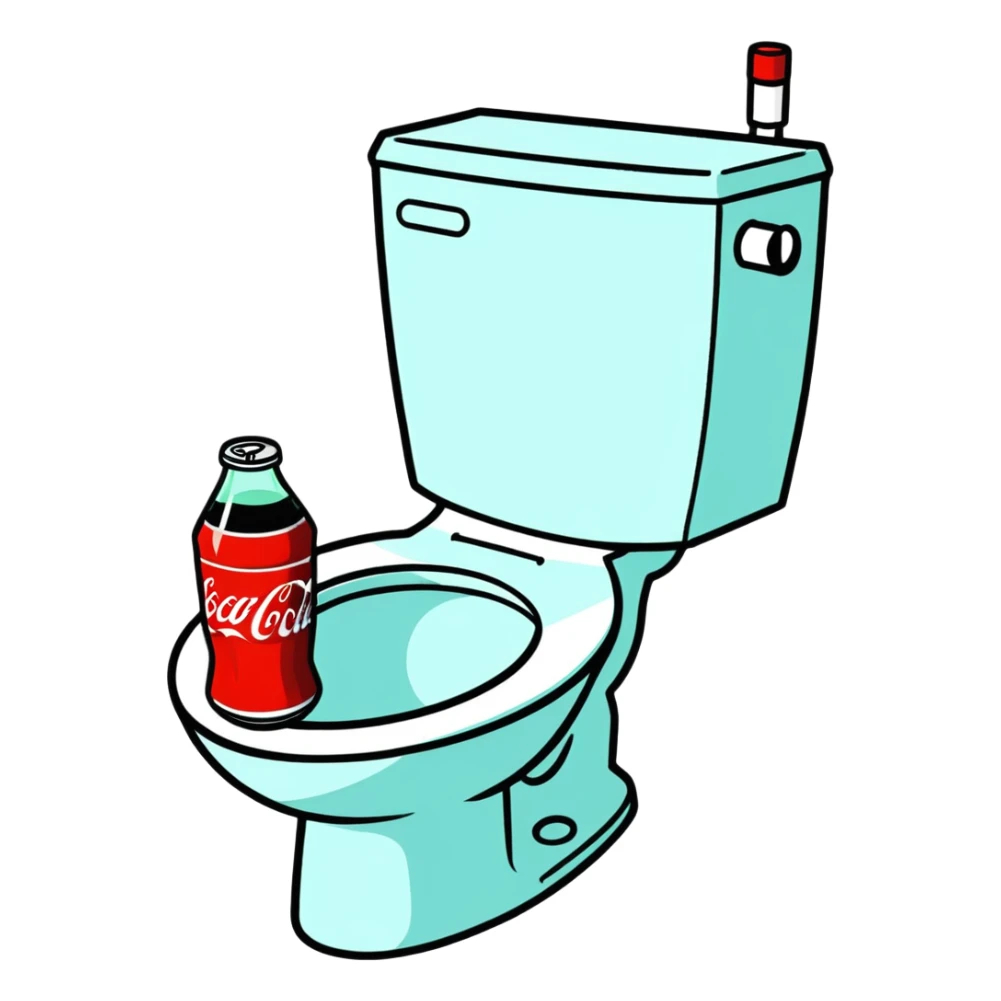 Coca cola can singing in the toilet sticker