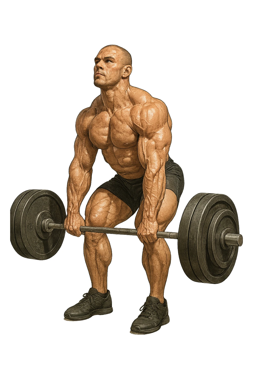 bodybuilder che fa stacco con bilanciere sticker