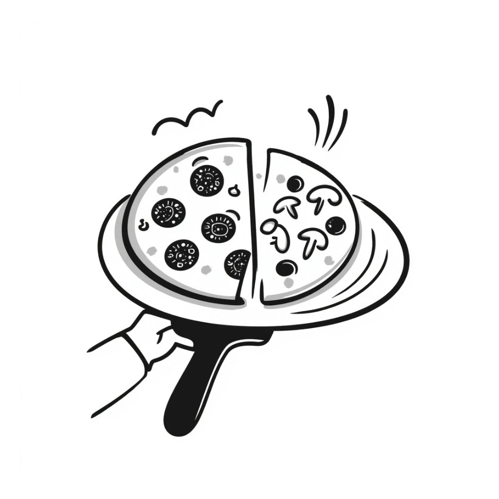 half and half pizza sticker
