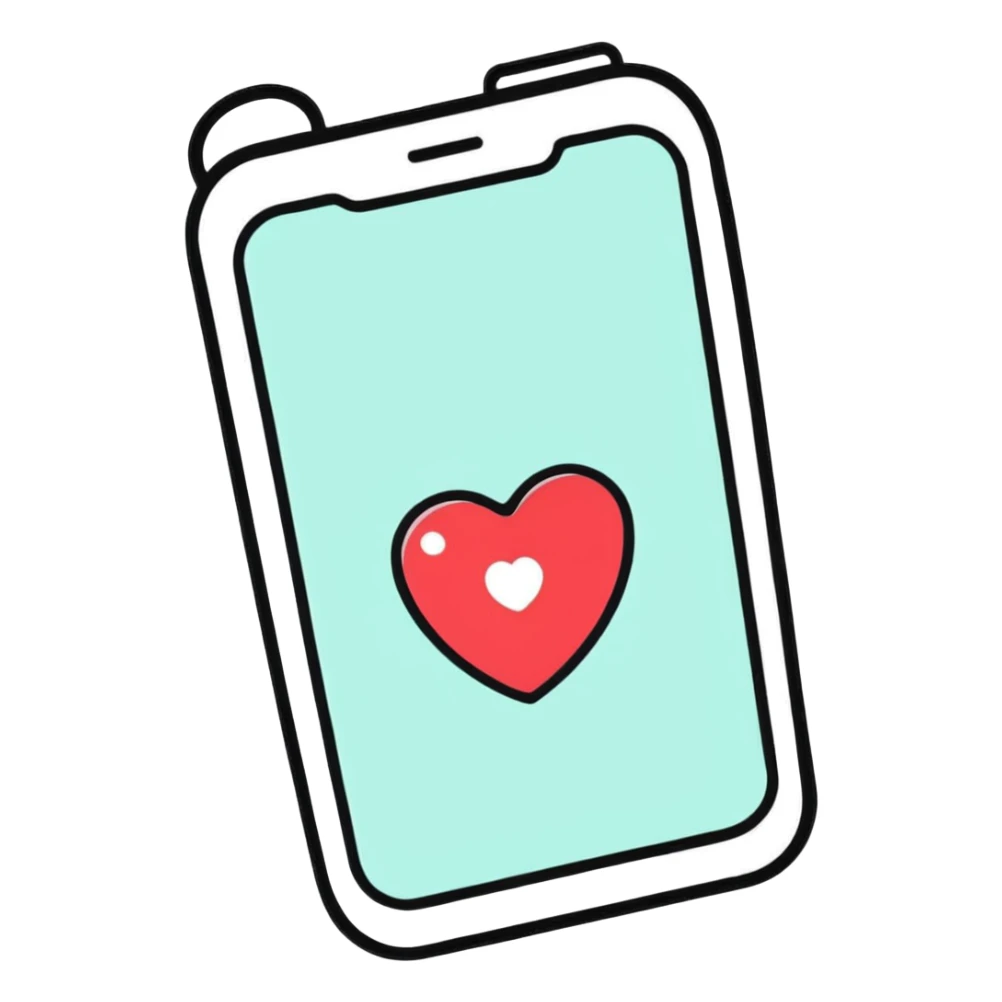 phone with an Instagram-like heart notification popping out sticker