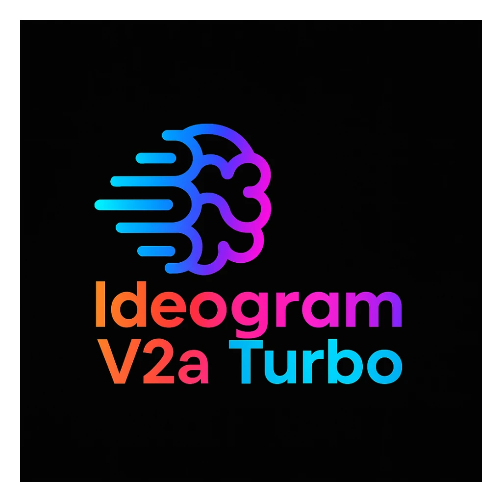 make a colorful text of "Ideogram V2a Turbo", black background, add this logo too sticker