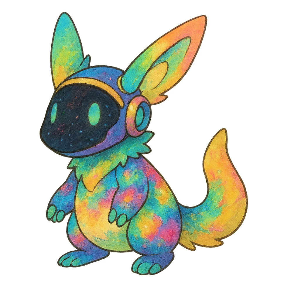 exotic tropical iridescent colorful nebula rainbow gradients cyber-Protogen-Fakémon-Pokémon sticker