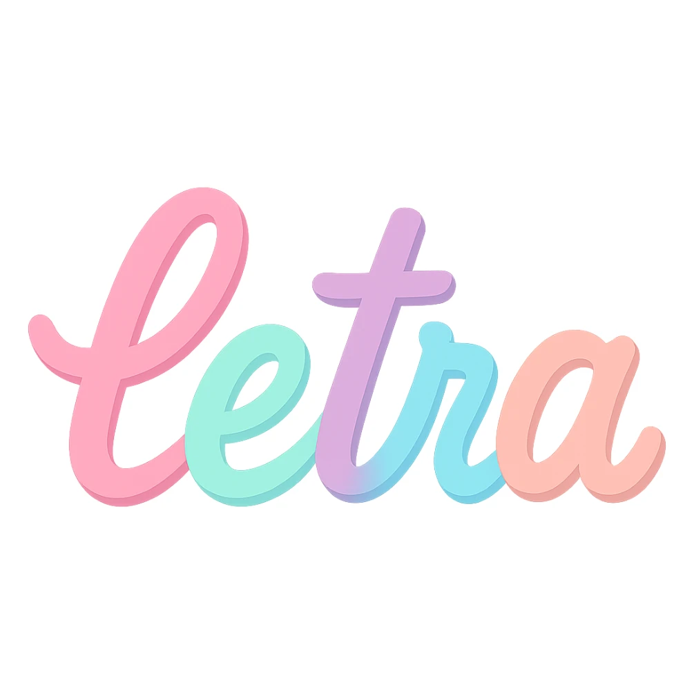 the word 'letra' in cursive calligraphy with thick and thin strokes, classic style, transparent background sticker