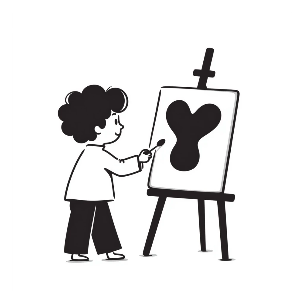 child painting with hand-drawn lines sticker