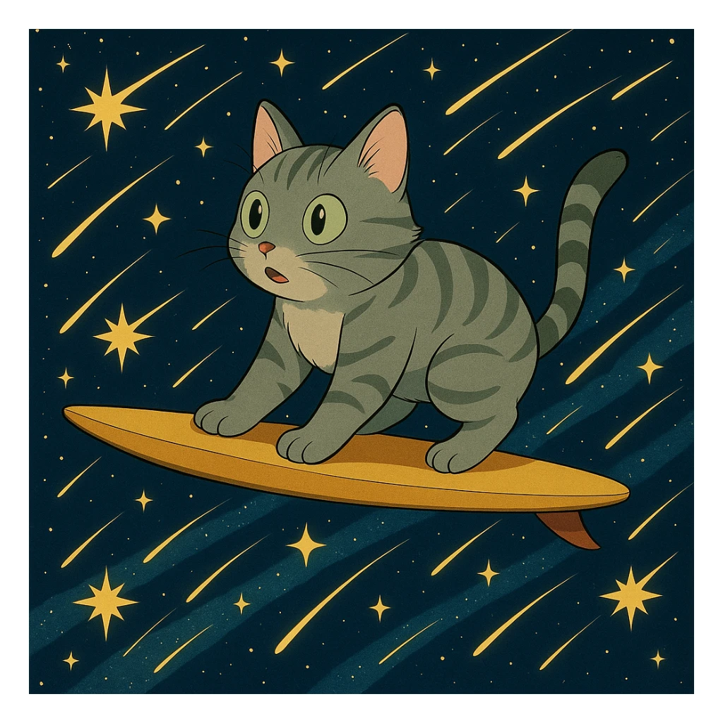 Add shooting stars to the background while keeping the anime style of the image. sticker