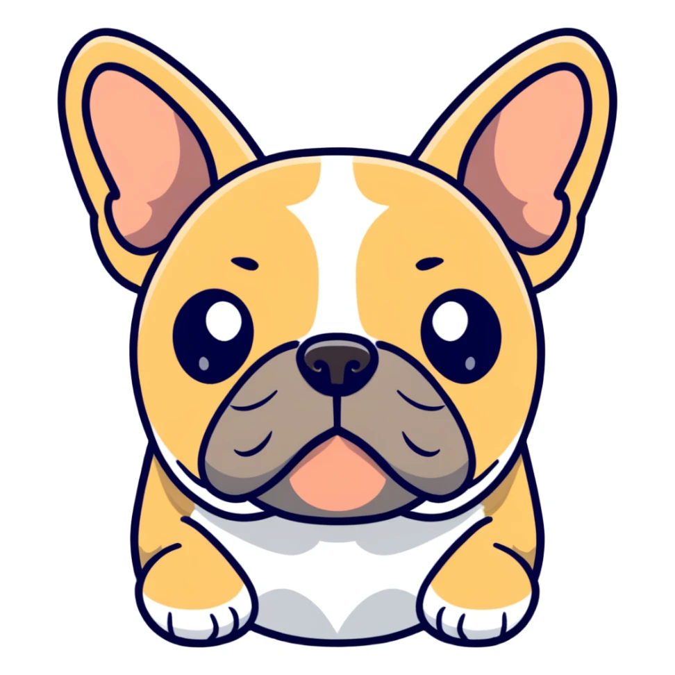 cute tan french bulldog head with characteristic facial features sticker