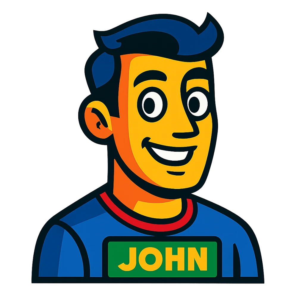 portrait of a man named John in vibrant toon style sticker