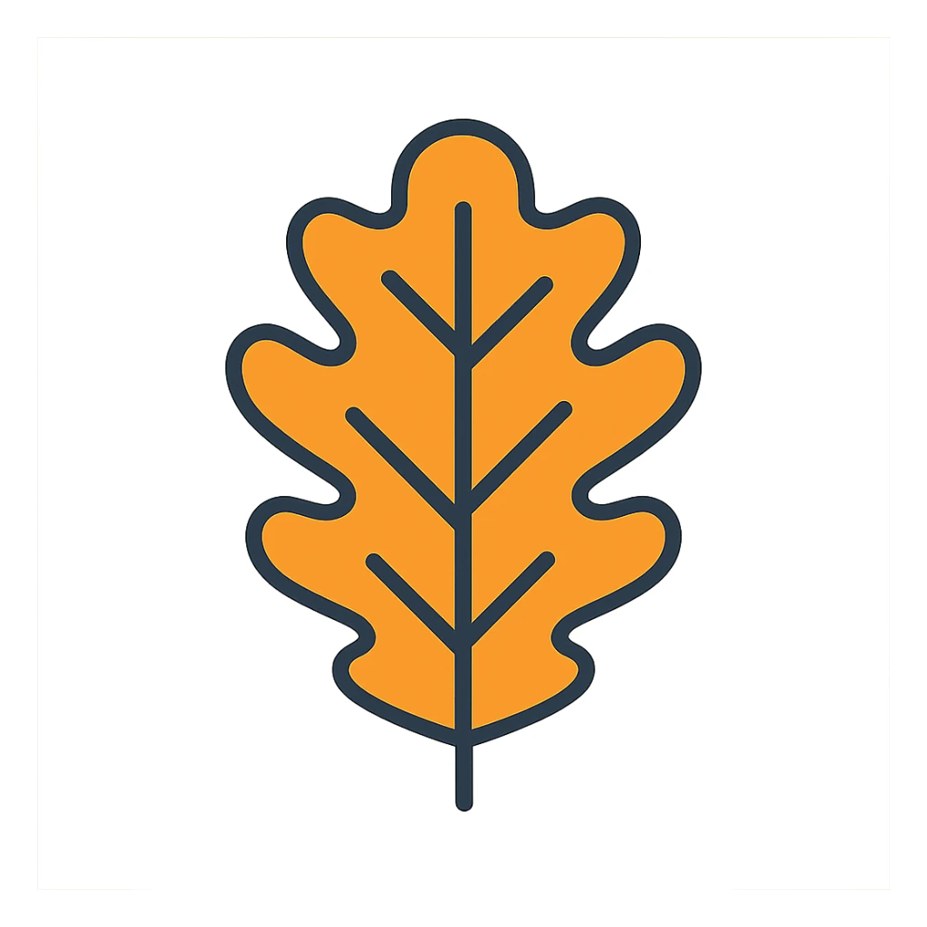 oak leaf icon, color outline style, variation 4 sticker