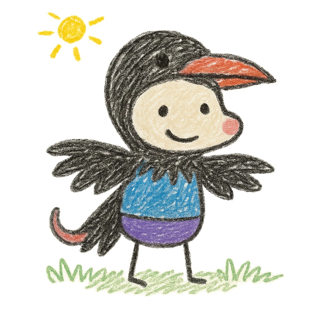 cute cartoon possum dressed up like a crow sticker