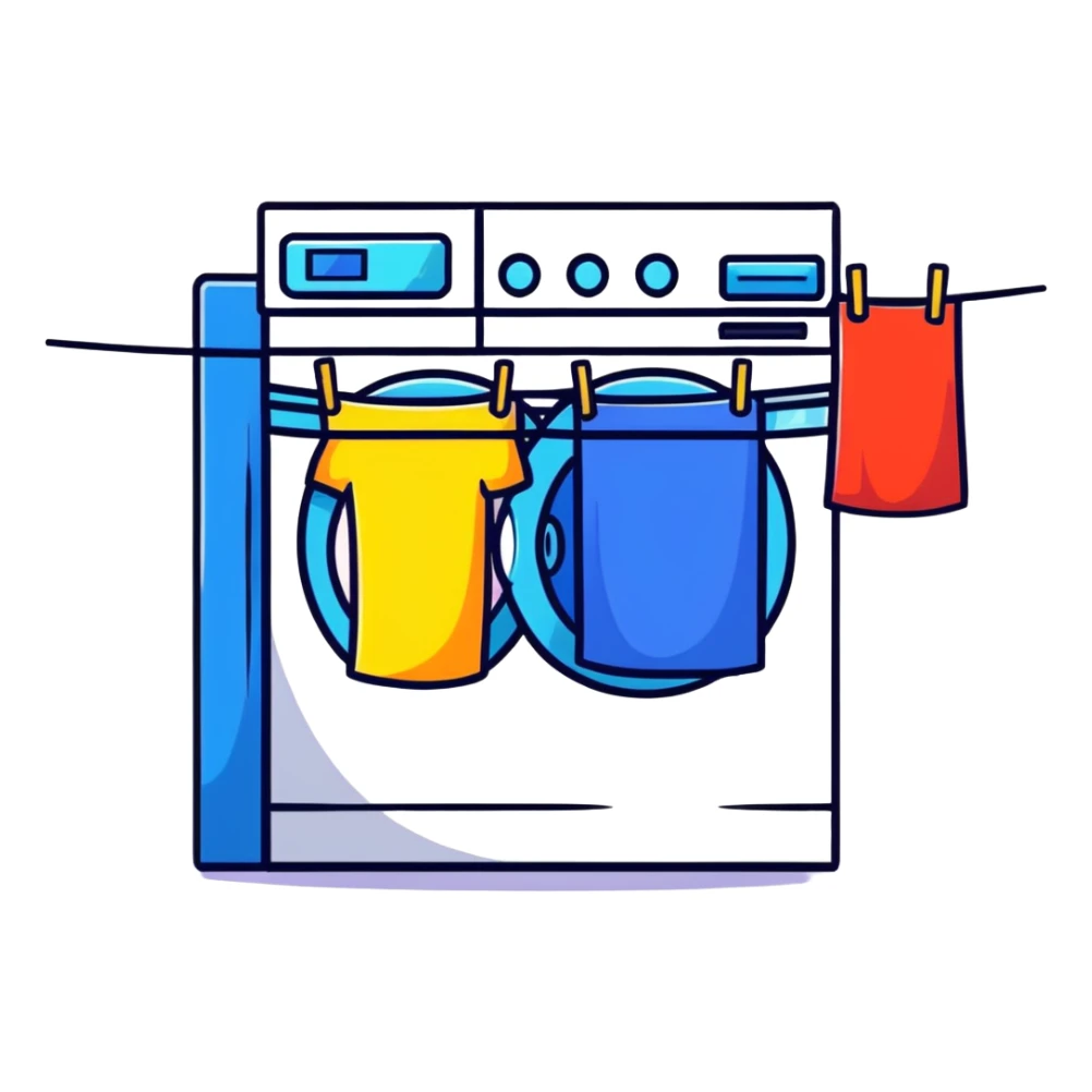 colorful laundry hanging on a line blowing in a summer breeze sticker