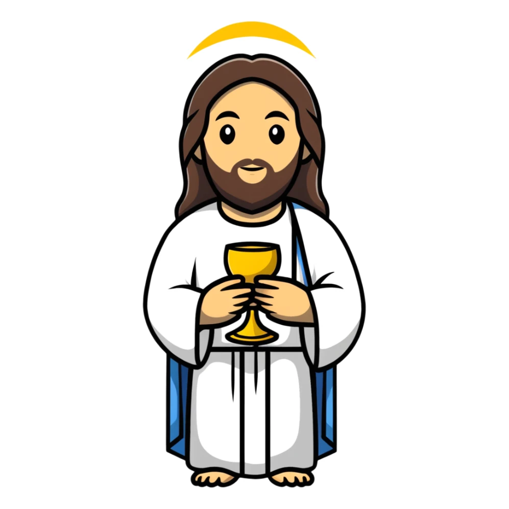 Jesus holding the Eucharist and chalice, celebrating mass sticker