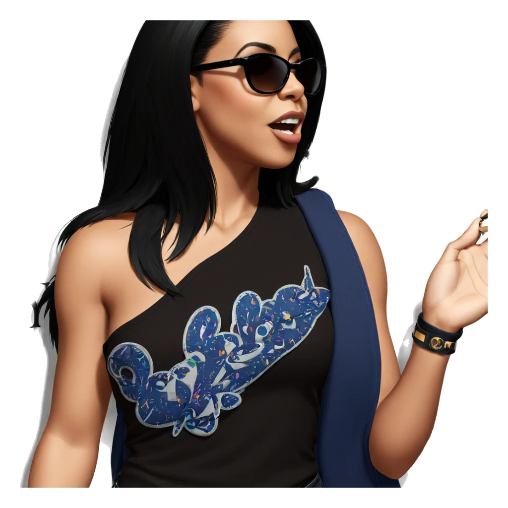 black-haired girl in sunglasses sticker