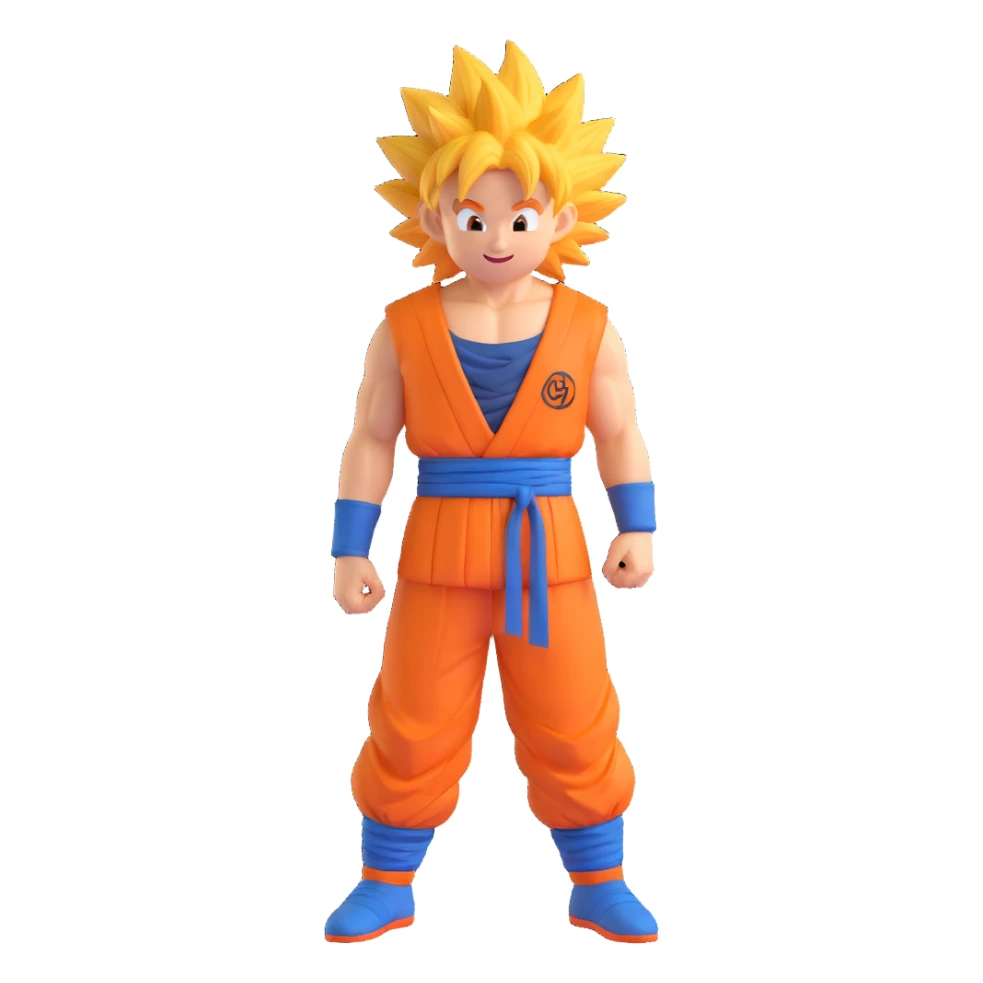 Goku, spiky hair, orange gi, smiling sticker