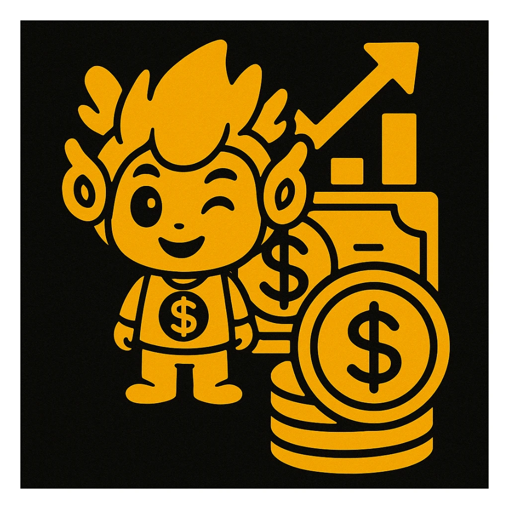 An icon with yellow tone, meaning Finance, request to pay, style like the reference image, use the mascot sticker
