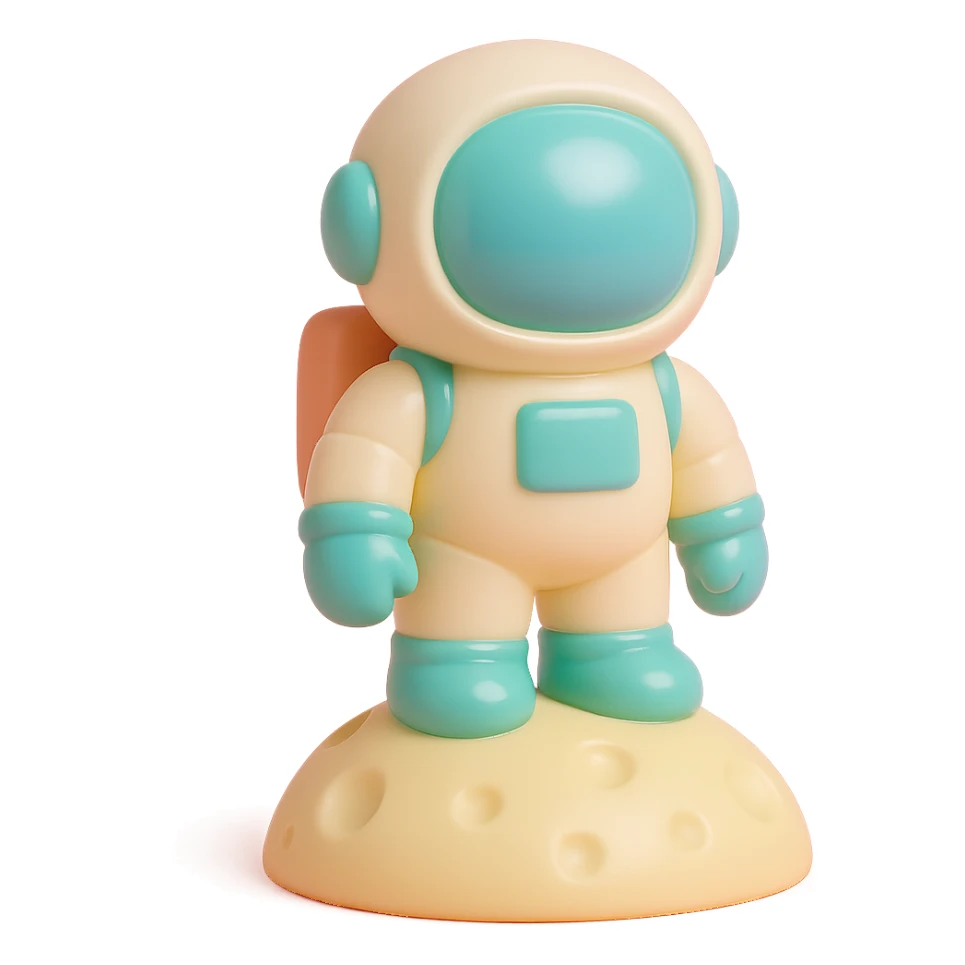astronaut standing on the moon with visible lunar surface details sticker