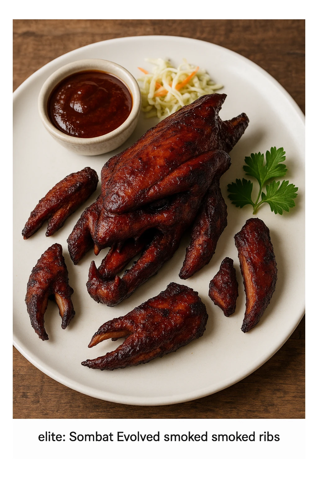 an elite from "Halo: Combat Evolved" except it's cooked and plated as succulent smoked ribs sticker