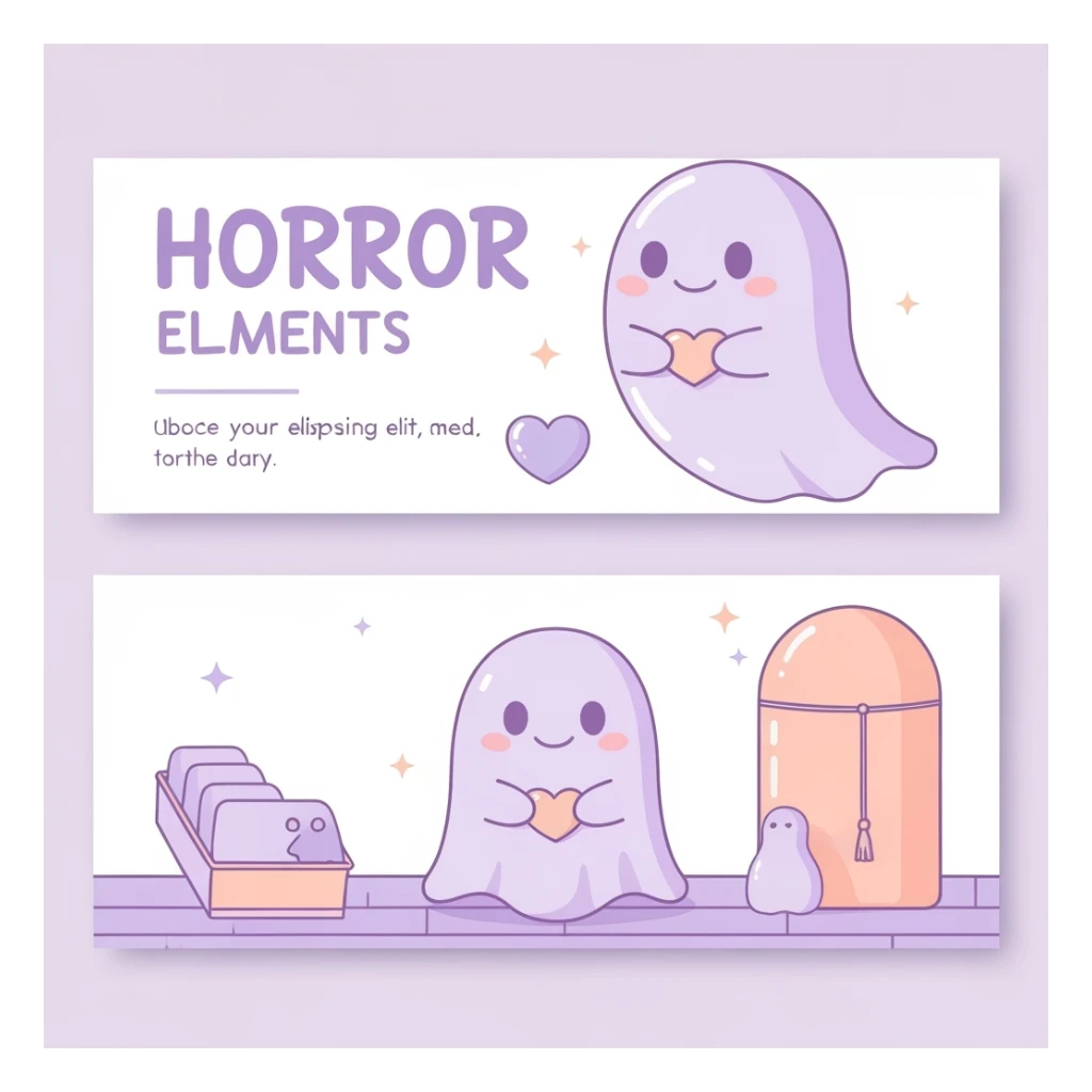 pastel horror banner, cute, expressive, minimal, variation 4 sticker