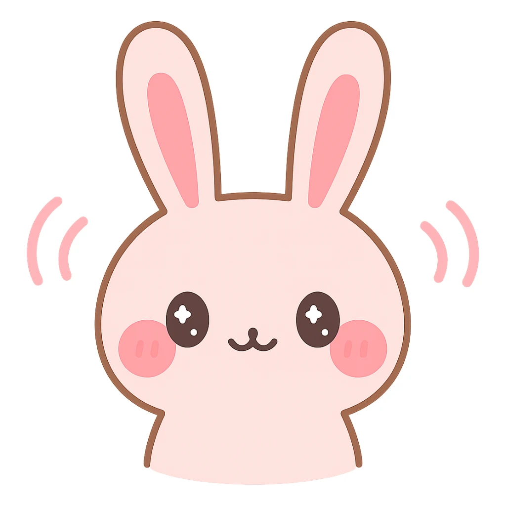 Make the rabbit's ears much longer while keeping the kawaii style and maintaining the motion effect. Remove the background. sticker