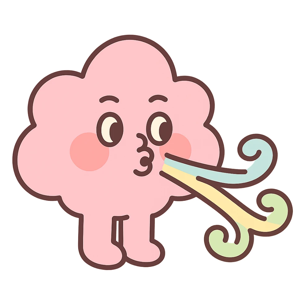 soft pastel pink cloud blowing gentle pastel wind, no arms, no legs, full body, soft pastel kawaii style sticker