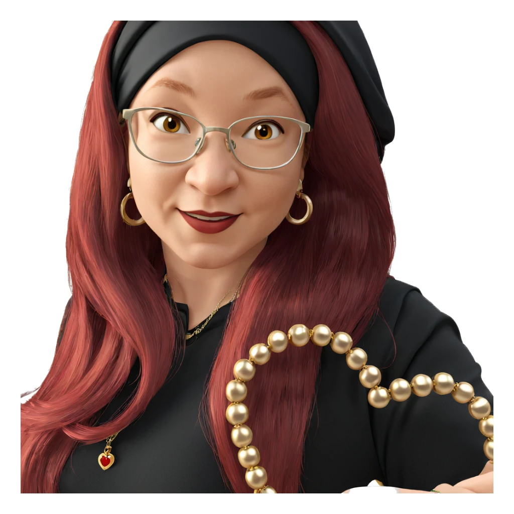 red-haired girl with jewelry sticker