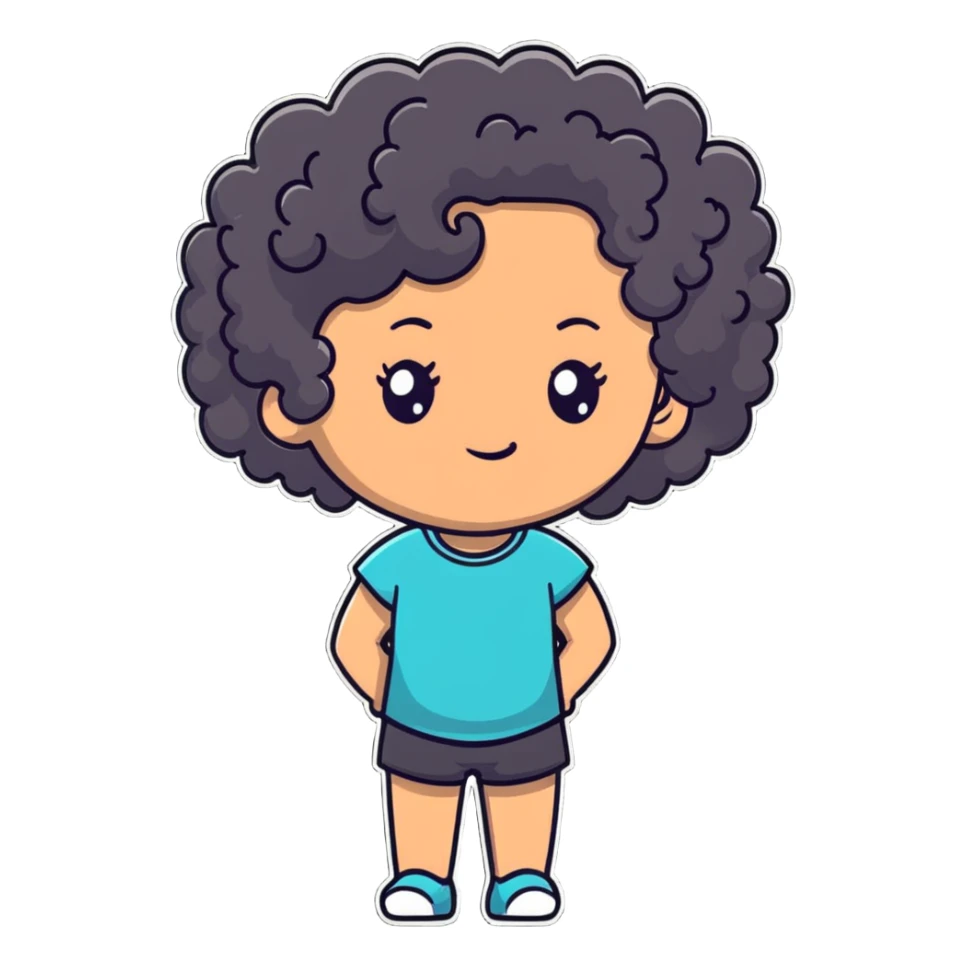 a mixed girl with 3a curly hair sticker