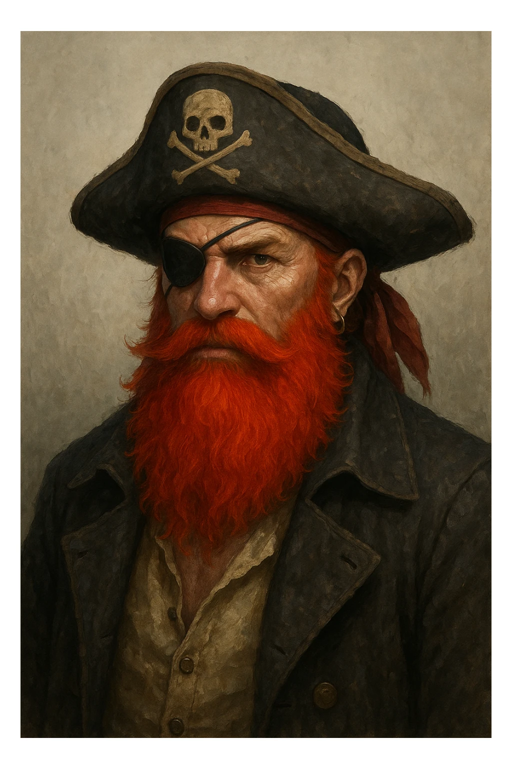 Сгенерируй мне пирата с ярко красной бородой sticker