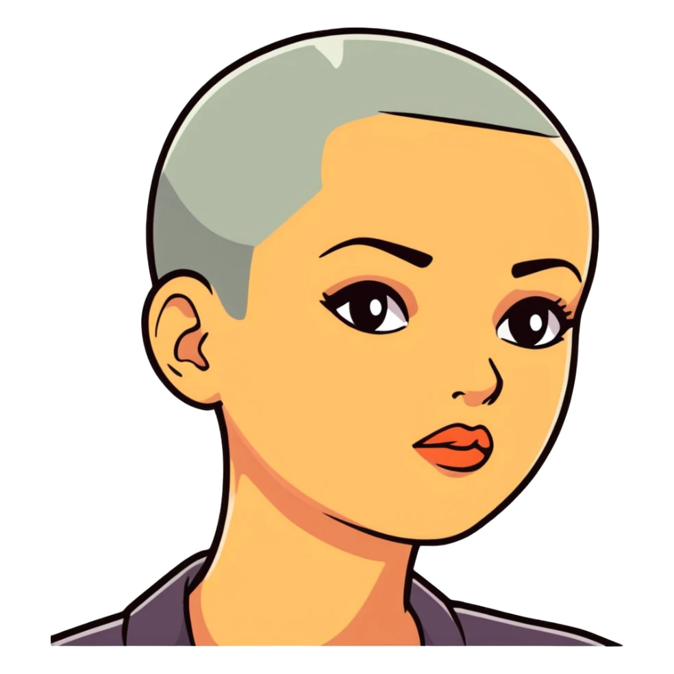 confident woman with buzz cut sticker