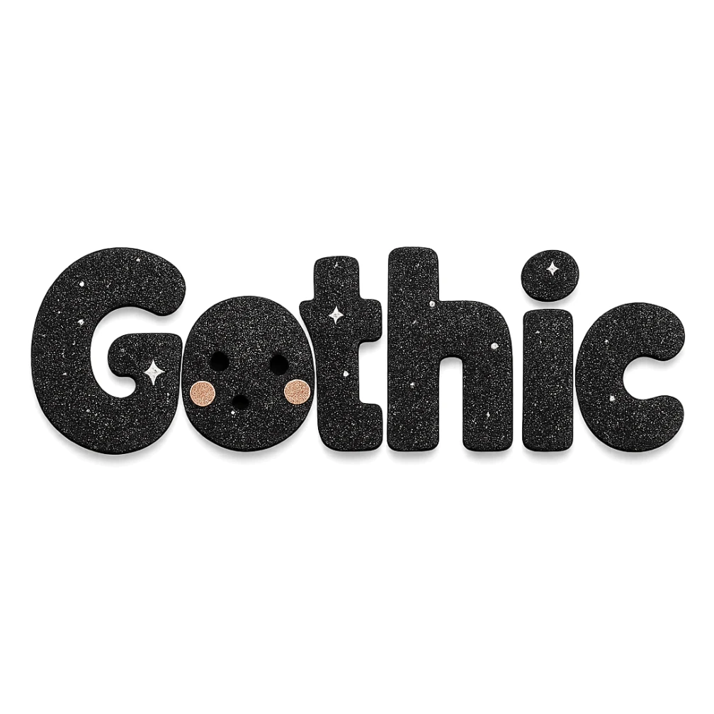 Add sparkling glitter and shimmer to the black text, keep the 3D paper-craft effect, kawaii style, no outline, transparent background. sticker